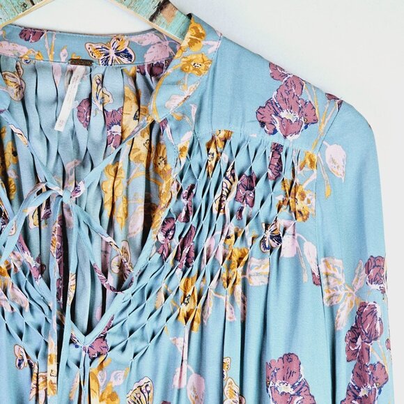 Free People Pebble Crepe Tunic Flowy Oversize Hippie Boho Floral Top, Size XS - Picture 5 of 12